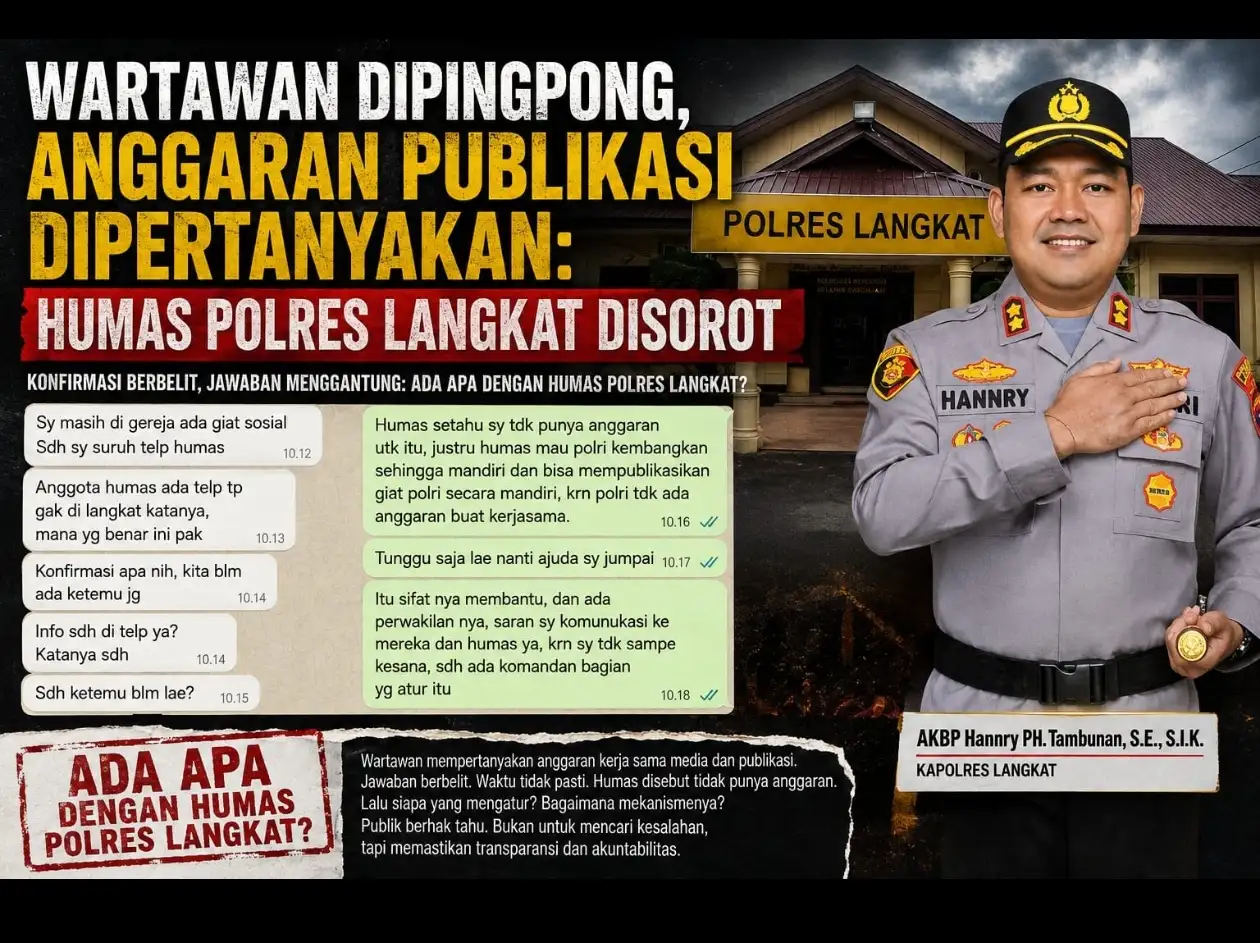 Anggaran Publikasi Wartawan Polres Langkat Dipertanyakan, Humas Polres Langkat Disorot